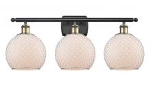  516-3W-BAB-G121-8CSN-LED - Farmhouse Chicken Wire - 3 Light - 28 inch - Black Antique Brass - Bath Vanity Light