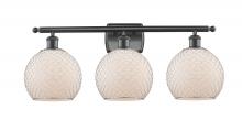  516-3W-BK-G121-8CSN-LED - Farmhouse Chicken Wire - 3 Light - 28 inch - Matte Black - Bath Vanity Light