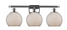  516-3W-PC-G121-8CBK-LED - Farmhouse Chicken Wire - 3 Light - 28 inch - Polished Chrome - Bath Vanity Light