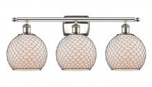  516-3W-PN-G121-8CBK-LED - Farmhouse Chicken Wire - 3 Light - 28 inch - Polished Nickel - Bath Vanity Light