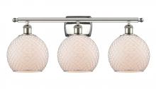  516-3W-PN-G121-8CSN-LED - Farmhouse Chicken Wire - 3 Light - 28 inch - Polished Nickel - Bath Vanity Light