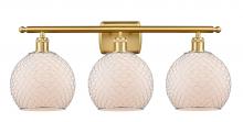  516-3W-SG-G121-8CSN-LED - Farmhouse Chicken Wire - 3 Light - 28 inch - Satin Gold - Bath Vanity Light