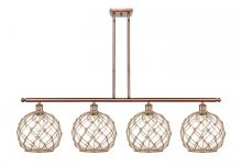  516-4I-AC-G122-10RB-LED - Farmhouse Rope - 4 Light - 48 inch - Antique Copper - Cord hung - Island Light