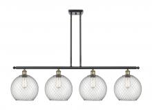  516-4I-BAB-G122-10CSN-LED - Farmhouse Chicken Wire - 4 Light - 48 inch - Black Antique Brass - Cord hung - Island Light