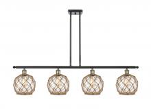  516-4I-BAB-G122-8RB-LED - Farmhouse Rope - 4 Light - 48 inch - Black Antique Brass - Cord hung - Island Light