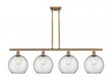  516-4I-BB-G122-10CSN-LED - Farmhouse Chicken Wire - 4 Light - 48 inch - Brushed Brass - Cord hung - Island Light