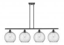  516-4I-BK-G122-10CSN-LED - Farmhouse Chicken Wire - 4 Light - 48 inch - Matte Black - Cord hung - Island Light