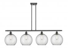  516-4I-OB-G122-10CSN-LED - Farmhouse Chicken Wire - 4 Light - 48 inch - Oil Rubbed Bronze - Cord hung - Island Light