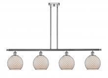  516-4I-PC-G121-8CBK-LED - Farmhouse Chicken Wire - 4 Light - 48 inch - Polished Chrome - Cord hung - Island Light