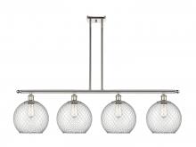  516-4I-PN-G122-10CSN-LED - Farmhouse Chicken Wire - 4 Light - 48 inch - Polished Nickel - Cord hung - Island Light