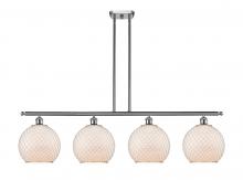  516-4I-SN-G121-10CSN-LED - Farmhouse Chicken Wire - 4 Light - 48 inch - Brushed Satin Nickel - Cord hung - Island Light