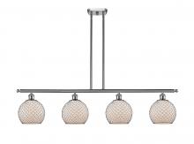  516-4I-SN-G121-8CBK-LED - Farmhouse Chicken Wire - 4 Light - 48 inch - Brushed Satin Nickel - Cord hung - Island Light