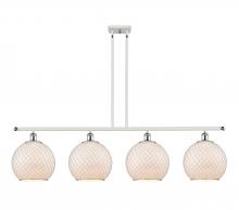  516-4I-WPC-G121-10CSN-LED - Farmhouse Chicken Wire - 4 Light - 48 inch - White Polished Chrome - Cord hung - Island Light