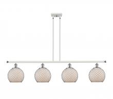  516-4I-WPC-G121-8CBK-LED - Farmhouse Chicken Wire - 4 Light - 48 inch - White Polished Chrome - Cord hung - Island Light