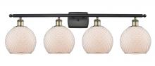  516-4W-BAB-G121-8CSN-LED - Farmhouse Chicken Wire - 4 Light - 38 inch - Black Antique Brass - Bath Vanity Light