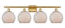 Innovations Lighting 516-4W-SG-G121-8CBK-LED - Farmhouse Chicken Wire - 4 Light - 38 inch - Satin Gold - Bath Vanity Light