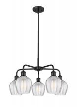  516-5CR-BK-G462-6 - Norfolk - 5 Light - 24 inch - Matte Black - Chandelier