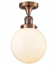  517-1CH-AC-G201-8-LED - Beacon - 1 Light - 8 inch - Antique Copper - Semi-Flush Mount