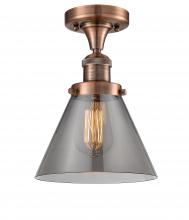  517-1CH-AC-G43 - Cone - 1 Light - 8 inch - Antique Copper - Semi-Flush Mount