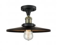  517-1CH-BAB-MFR-BK-12-LED - Railroad - 1 Light - 12 inch - Black Antique Brass - Semi-Flush Mount