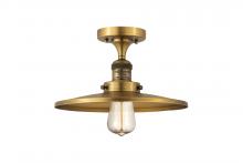  517-1CH-BB-MFR-BB-12 - Railroad - 1 Light - 12 inch - Brushed Brass - Semi-Flush Mount