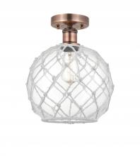 Innovations Lighting 616-1F-AC-G122-10RW - Farmhouse Rope - 1 Light - 10 inch - Antique Copper - Semi-Flush Mount