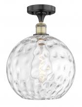  616-1F-BAB-G1215-12 - Athens Water Glass - 1 Light - 12 inch - Black Antique Brass - Semi-Flush Mount