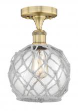  616-1F-BB-G122-8RW - Farmhouse Rope - 1 Light - 8 inch - Brushed Brass - Semi-Flush Mount