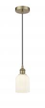  616-1P-AB-G559-5GWH - Bridal Veil - 1 Light - 5 inch - Antique Brass - Cord hung - Mini Pendant