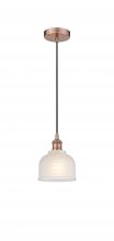  616-1P-AC-G411-LED - Dayton - 1 Light - 6 inch - Antique Copper - Cord hung - Mini Pendant