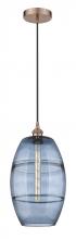  616-1P-AC-G557-10BL - Vaz - 1 Light - 10 inch - Antique Copper - Cord hung - Mini Pendant