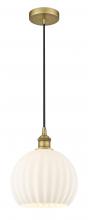  616-1P-BB-G1217-10WV - White Venetian - 1 Light - 10 inch - Brushed Brass - Cord Hung - Mini Pendant