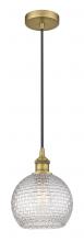  616-1P-BB-G122C-8CL - Athens - 1 Light - 8 inch - Brushed Brass - Cord hung - Mini Pendant