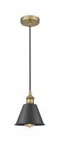  616-1P-BB-M8-BK - Smithfield - 1 Light - 7 inch - Brushed Brass - Cord hung - Mini Pendant