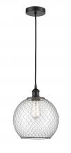  616-1P-BK-G122-10CBK - Farmhouse Chicken Wire - 1 Light - 10 inch - Matte Black - Cord hung - Mini Pendant