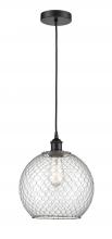  616-1P-BK-G122-10CSN - Farmhouse Chicken Wire - 1 Light - 10 inch - Matte Black - Cord hung - Mini Pendant