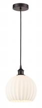  616-1P-OB-G1217-10WV - White Venetian - 1 Light - 10 inch - Oil Rubbed Bronze - Cord Hung - Mini Pendant