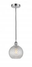  616-1P-PC-G122C-8CL - Athens - 1 Light - 8 inch - Polished Chrome - Cord hung - Mini Pendant