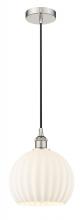  616-1P-PN-G1217-10WV - White Venetian - 1 Light - 10 inch - Polished Nickel - Cord Hung - Mini Pendant