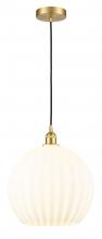  616-1P-SG-G1217-14WV - White Venetian - 1 Light - 14 inch - Satin Gold - Cord Hung - Pendant