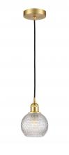  616-1P-SG-G122C-6CL - Athens - 1 Light - 6 inch - Satin Gold - Cord hung - Mini Pendant