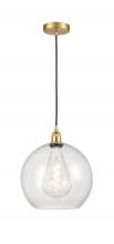  616-1P-SG-G124-12-LED - Athens - 1 Light - 12 inch - Satin Gold - Cord hung - Mini Pendant