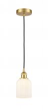  616-1P-SG-G559-5GWH - Bridal Veil - 1 Light - 5 inch - Satin Gold - Cord hung - Mini Pendant