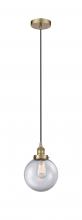  616-1PH-AB-G202-8 - Beacon - 1 Light - 8 inch - Antique Brass - Cord hung - Mini Pendant