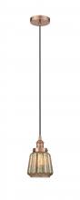  616-1PH-AC-G146-LED - Chatham - 1 Light - 7 inch - Antique Copper - Cord hung - Mini Pendant