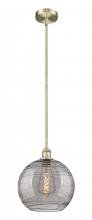  616-1S-AB-G1213-12SM - Athens Deco Swirl - 1 Light - 12 inch - Antique Brass - Cord hung - Mini Pendant