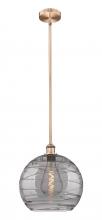  616-1S-AC-G1213-14SM - Athens Deco Swirl - 1 Light - 14 inch - Antique Copper - Cord hung - Pendant