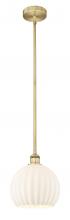  616-1S-BB-G1217-10WV - White Venetian - 1 Light - 10 inch - Brushed Brass - Stem Hung - Mini Pendant