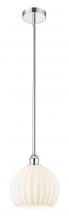  616-1S-PN-G1217-10WV - White Venetian - 1 Light - 10 inch - Polished Nickel - Stem Hung - Mini Pendant