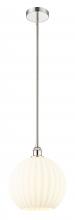  616-1S-PN-G1217-12WV - White Venetian - 1 Light - 12 inch - Polished Nickel - Stem Hung - Mini Pendant